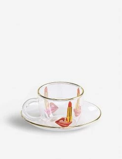 Seletti Wears TOILETPAPER Tongue Printed Glass Coffee Set