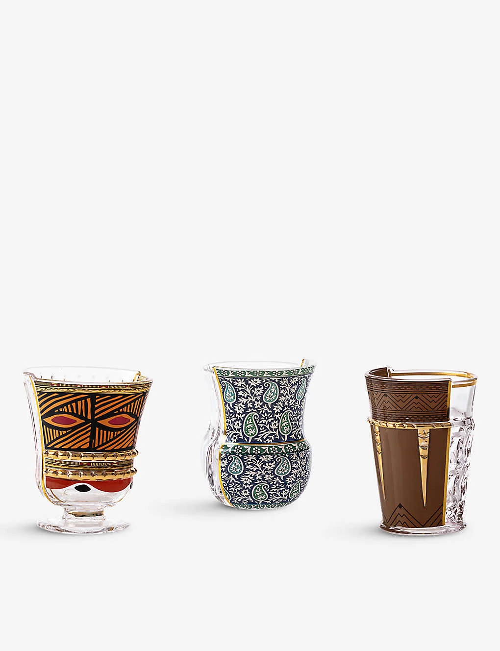 SELETTI Rodina Hybrid Patterned Glasses Set Of Three 3 SELETTI Rodina Hybrid Patterned Glasses Set Of Three