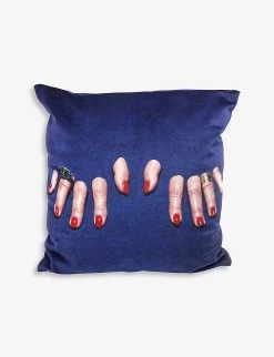 SELETTI Fingers Graphic-print Woven Cushion Cover 50cm X 50cm