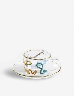 Seletti Wears TOILETPAPER Snakes Printed Glass Coffee Set