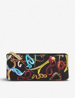 Seletti Wears Toiletpaper Snake-print Faux-leather Pencil Case 21cm X 9cm