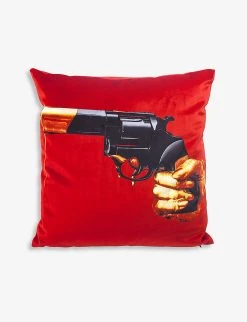 SELETTI Revolver Graphic-print Woven Cushion Cover 50cm X 50cm