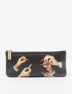 Seletti Wears TOILETPAPER Lipstick-print Canvas Cosmetic Case 21cm X 9cm