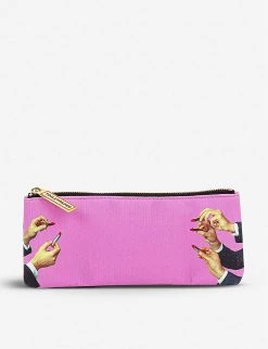 Seletti Wears Toiletpaper Lipstick-print Faux-leather Pencil Case