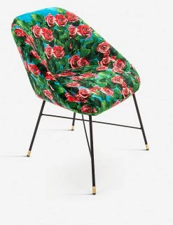 Seletti Wears Toiletpaper Rose-print Velvet Chair 50cm X 60cm