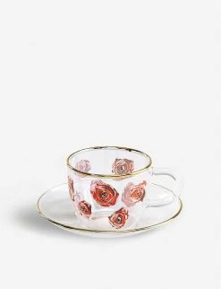 Seletti Wears TOILETPAPER Roses Printed Glass Coffee Set